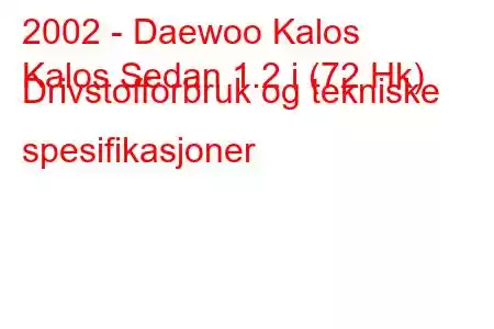 2002 - Daewoo Kalos
Kalos Sedan 1.2 i (72 Hk) Drivstofforbruk og tekniske spesifikasjoner