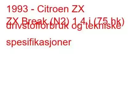 1993 - Citroen ZX
ZX Break (N2) 1,4 i (75 hk) drivstofforbruk og tekniske spesifikasjoner