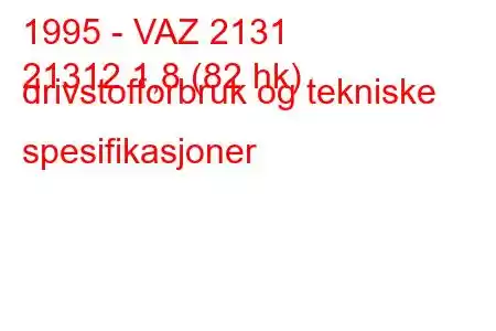 1995 - VAZ 2131
21312 1,8 (82 hk) drivstofforbruk og tekniske spesifikasjoner