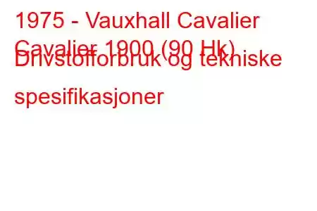 1975 - Vauxhall Cavalier
Cavalier 1900 (90 Hk) Drivstofforbruk og tekniske spesifikasjoner