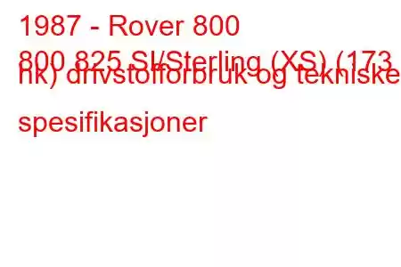 1987 - Rover 800
800 825 SI/Sterling (XS) (173 hk) drivstofforbruk og tekniske spesifikasjoner