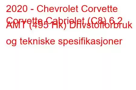 2020 - Chevrolet Corvette
Corvette Cabriolet (C8) 6.2 AMT (495 Hk) Drivstofforbruk og tekniske spesifikasjoner