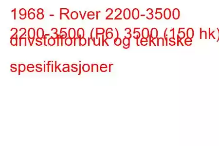 1968 - Rover 2200-3500
2200-3500 (P6) 3500 (150 hk) drivstofforbruk og tekniske spesifikasjoner