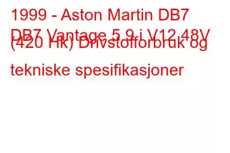 1999 - Aston Martin DB7
DB7 Vantage 5.9 i V12 48V (420 Hk) Drivstofforbruk og tekniske spesifikasjoner