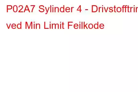 P02A7 Sylinder 4 - Drivstofftrim ved Min Limit Feilkode