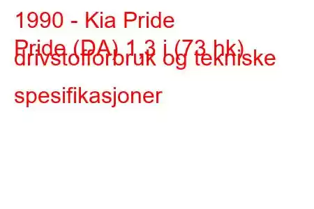 1990 - Kia Pride
Pride (DA) 1,3 i (73 hk) drivstofforbruk og tekniske spesifikasjoner