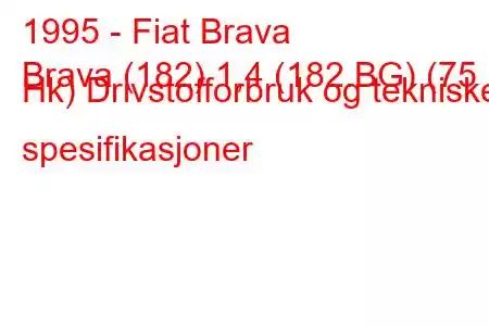 1995 - Fiat Brava
Brava (182) 1,4 (182.BG) (75 Hk) Drivstofforbruk og tekniske spesifikasjoner