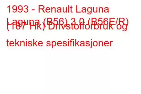 1993 - Renault Laguna
Laguna (B56) 3.0 (B56E/R) (167 Hk) Drivstofforbruk og tekniske spesifikasjoner