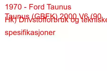 1970 - Ford Taunus
Taunus (GBFK) 2000 V6 (90 Hk) Drivstofforbruk og tekniske spesifikasjoner