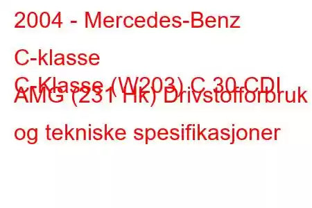 2004 - Mercedes-Benz C-klasse
C-Klasse (W203) C 30 CDI AMG (231 Hk) Drivstofforbruk og tekniske spesifikasjoner