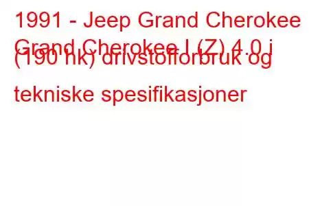 1991 - Jeep Grand Cherokee
Grand Cherokee I (Z) 4.0 i (190 hk) drivstofforbruk og tekniske spesifikasjoner