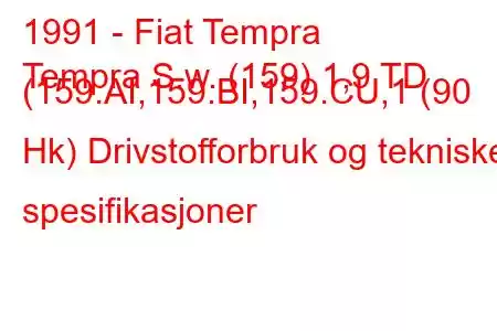 1991 - Fiat Tempra
Tempra S.w. (159) 1,9 TD (159.AI,159.BI,159.CU,1 (90 Hk) Drivstofforbruk og tekniske spesifikasjoner