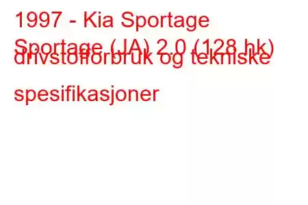 1997 - Kia Sportage
Sportage (JA) 2.0 (128 hk) drivstofforbruk og tekniske spesifikasjoner