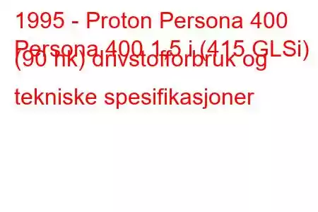 1995 - Proton Persona 400
Persona 400 1,5 i (415 GLSi) (90 hk) drivstofforbruk og tekniske spesifikasjoner