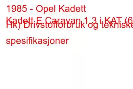 1985 - Opel Kadett
Kadett E Caravan 1.3 i KAT (60 Hk) Drivstofforbruk og tekniske spesifikasjoner