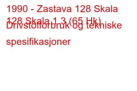 1990 - Zastava 128 Skala
128 Skala 1.3 (65 Hk) Drivstofforbruk og tekniske spesifikasjoner