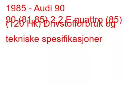 1985 - Audi 90
90 (81,85) 2,2 E quattro (85) (120 Hk) Drivstofforbruk og tekniske spesifikasjoner