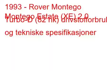 1993 - Rover Montego
Montego Estate (XE) 2.0 Turbo-D (82 hk) drivstofforbruk og tekniske spesifikasjoner