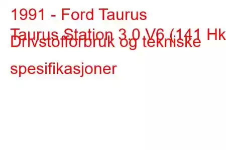 1991 - Ford Taurus
Taurus Station 3.0 V6 (141 Hk) Drivstofforbruk og tekniske spesifikasjoner