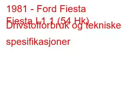 1981 - Ford Fiesta
Fiesta I 1.1 (54 Hk) Drivstofforbruk og tekniske spesifikasjoner