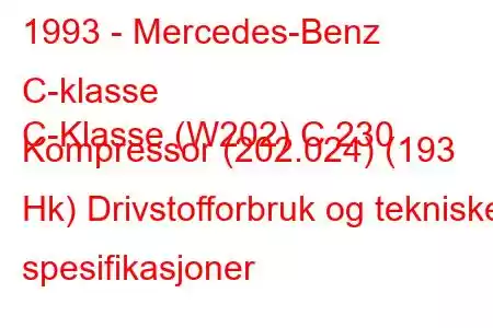 1993 - Mercedes-Benz C-klasse
C-Klasse (W202) C 230 Kompressor (202.024) (193 Hk) Drivstofforbruk og tekniske spesifikasjoner