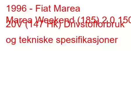 1996 - Fiat Marea
Marea Weekend (185) 2.0 150 20V (147 Hk) Drivstofforbruk og tekniske spesifikasjoner