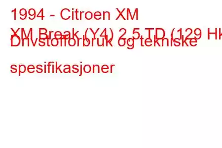 1994 - Citroen XM
XM Break (Y4) 2,5 TD (129 Hk) Drivstofforbruk og tekniske spesifikasjoner