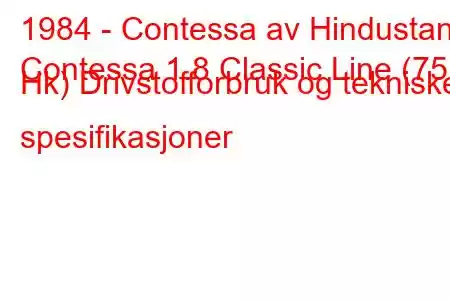 1984 - Contessa av Hindustan
Contessa 1.8 Classic Line (75 Hk) Drivstofforbruk og tekniske spesifikasjoner