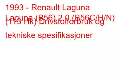 1993 - Renault Laguna
Laguna (B56) 2.0 (B56C/H/N) (113 Hk) Drivstofforbruk og tekniske spesifikasjoner