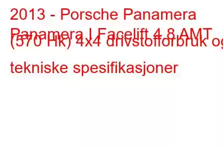 2013 - Porsche Panamera
Panamera I Facelift 4.8 AMT (570 Hk) 4x4 drivstofforbruk og tekniske spesifikasjoner