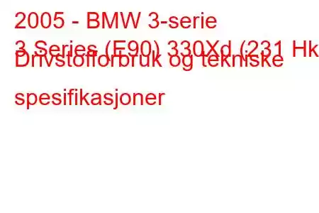 2005 - BMW 3-serie
3 Series (E90) 330Xd (231 Hk) Drivstofforbruk og tekniske spesifikasjoner