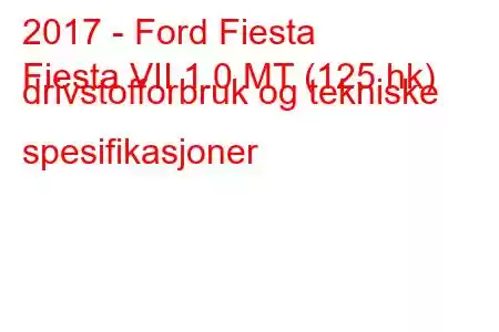 2017 - Ford Fiesta
Fiesta VII 1.0 MT (125 hk) drivstofforbruk og tekniske spesifikasjoner