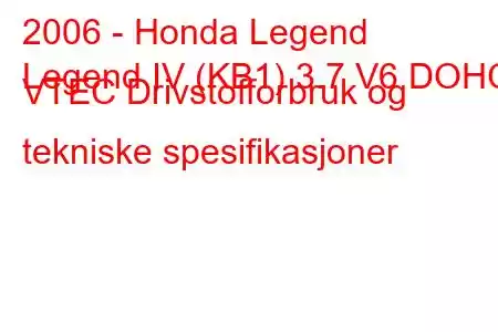 2006 - Honda Legend
Legend IV (KB1) 3.7 V6 DOHC VTEC Drivstofforbruk og tekniske spesifikasjoner