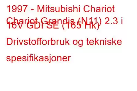 1997 - Mitsubishi Chariot
Chariot Grandis (N11) 2.3 i 16V GDI SE (165 Hk) Drivstofforbruk og tekniske spesifikasjoner