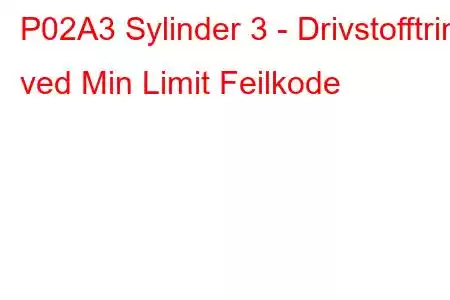 P02A3 Sylinder 3 - Drivstofftrim ved Min Limit Feilkode