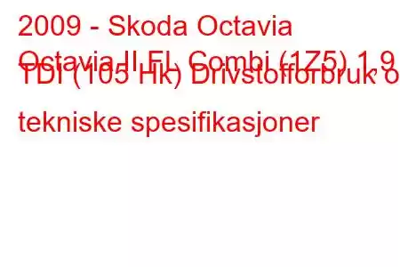 2009 - Skoda Octavia
Octavia II FL Combi (1Z5) 1,9 TDI (105 Hk) Drivstofforbruk og tekniske spesifikasjoner