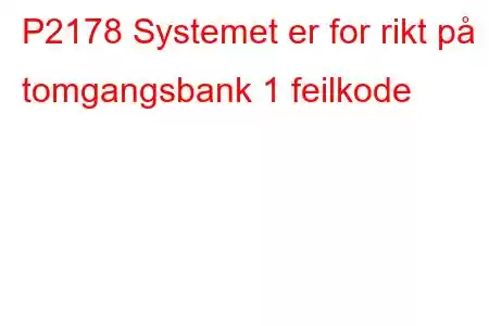 P2178 Systemet er for rikt på tomgangsbank 1 feilkode