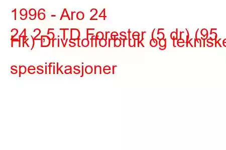 1996 - Aro 24
24 2,5 TD Forester (5 dr) (95 Hk) Drivstofforbruk og tekniske spesifikasjoner