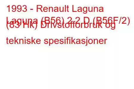 1993 - Renault Laguna
Laguna (B56) 2.2 D (B56F/2) (83 Hk) Drivstofforbruk og tekniske spesifikasjoner