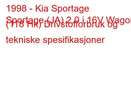 1998 - Kia Sportage
Sportage (JA) 2.0 i 16V Wagon (118 Hk) Drivstofforbruk og tekniske spesifikasjoner