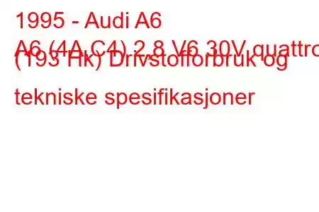 1995 - Audi A6
A6 (4A,C4) 2,8 V6 30V quattro (193 Hk) Drivstofforbruk og tekniske spesifikasjoner