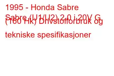 1995 - Honda Sabre
Sabre (U1/U2) 2.0 i 20V G (160 Hk) Drivstofforbruk og tekniske spesifikasjoner