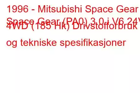 1996 - Mitsubishi Space Gear
Space Gear (PA0) 3.0 i V6 24V 4WD (185 Hk) Drivstofforbruk og tekniske spesifikasjoner