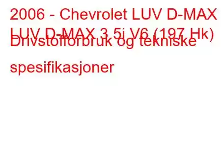 2006 - Chevrolet LUV D-MAX
LUV D-MAX 3.5i V6 (197 Hk) Drivstofforbruk og tekniske spesifikasjoner