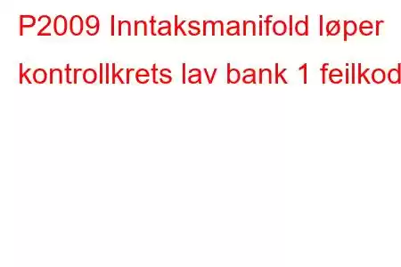 P2009 Inntaksmanifold løper kontrollkrets lav bank 1 feilkode