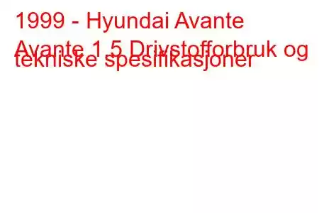 1999 - Hyundai Avante
Avante 1.5 Drivstofforbruk og tekniske spesifikasjoner