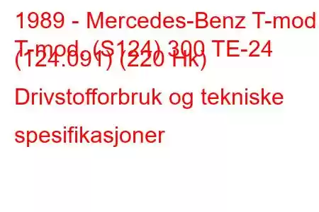 1989 - Mercedes-Benz T-mod.
T-mod. (S124) 300 TE-24 (124.091) (220 Hk) Drivstofforbruk og tekniske spesifikasjoner