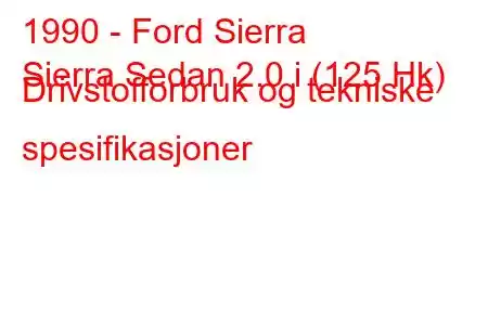 1990 - Ford Sierra
Sierra Sedan 2.0 i (125 Hk) Drivstofforbruk og tekniske spesifikasjoner