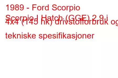 1989 - Ford Scorpio
Scorpio I Hatch (GGE) 2.9 i 4x4 (145 hk) drivstofforbruk og tekniske spesifikasjoner