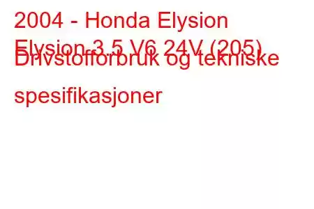 2004 - Honda Elysion
Elysion 3.5 V6 24V (205) Drivstofforbruk og tekniske spesifikasjoner